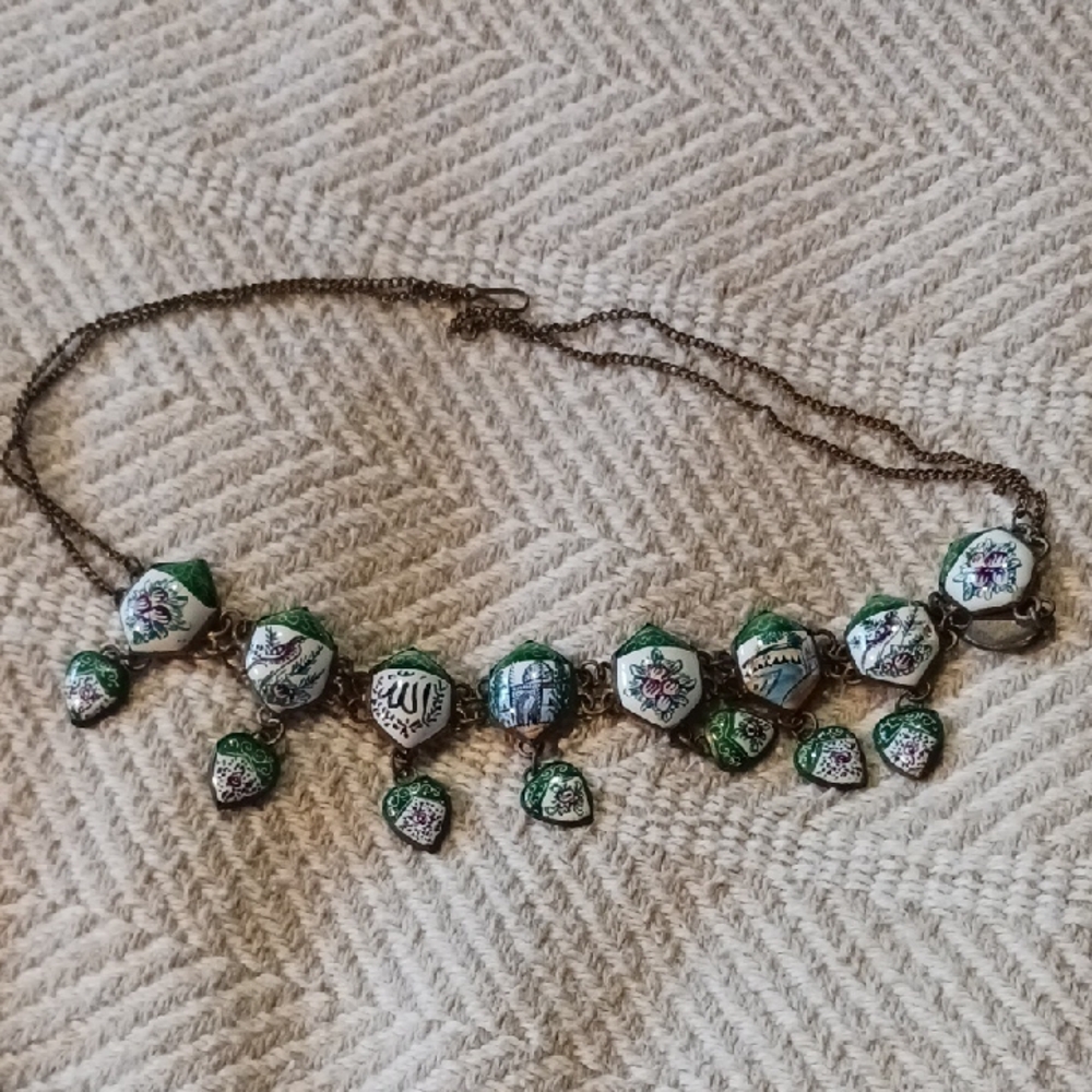 Elegant Green and White Necklace